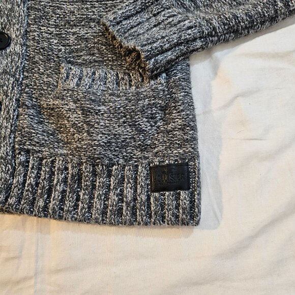 Hollister Men's M Shawl Collar Button Cardigan Sweater Gray/Black Wool Blend - Picture 4 of 6